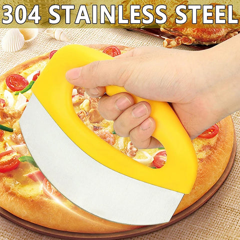 Stainless Steel Pizza Cutter with Cover Food Chopper Herb Cheese Knife Cutter Ring for Precise Pizza Slicing Baking Tools