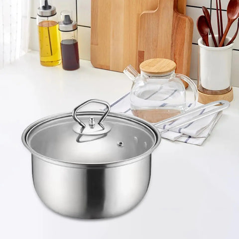 Milk Pot Multifunction Pot Saucepan with Lid Soup Pan Stainless Steel Pot Stockpot for Cafe Kitchen Home Restaurant Sauce