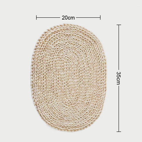 Round Natural Corn Wool Woven Placemat Thickened Insulation Tea Mat Heat-Resistant Casserole Mat Kitchen Supplies 1Pcs