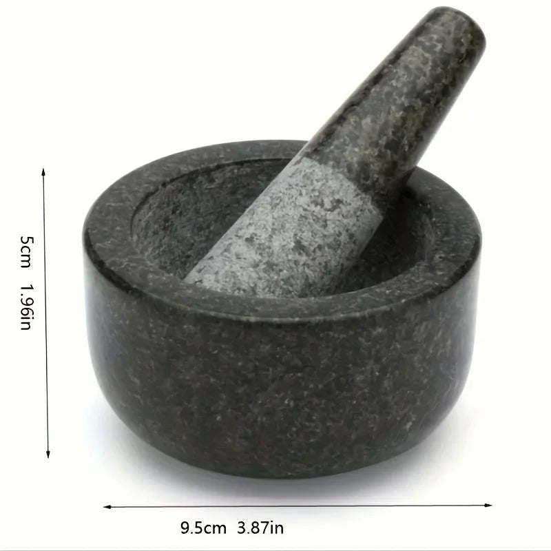 Mortar And Pestle, Polished Granite Mortar And Pestle For Grinding Herbal Crusher, Making Avocado Sauce, Salsa, Pepper,  Crusher