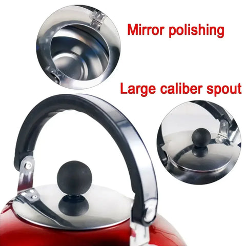 Stainless Steel Kettle Household 3L Portable Stove Gas Universal Whistle Tea Kettle Quick Hot Water Kettle with Ergonomic Handle