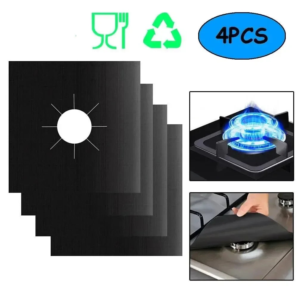 1/4Pcs Gas Stove Protector Cooker Lid Liner Cleaning Pad for Kitchen Pieces Reusable Boiler Hood Protectiv Cookware Accessories