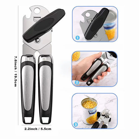 Stainless Steel Can Opener Multifunctional Grip Opener Side Cut Professional Tins Bottle Opener Kitchen Gadgets