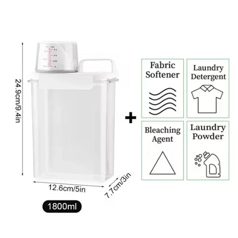 2300ML Detergent Dispenser Refillable Laundry Detergent Dispenser Empty Powder Tank Softener Bleach Storage Container with Scale