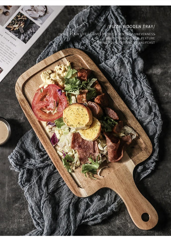 Steak plate wooden household Japanese style rectangle breakfast tableware tray dinnerware set plates