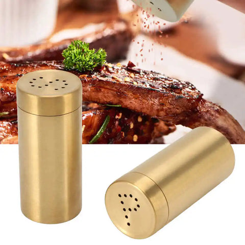 2Pcs Gold Spice Jar Stainless Steel Rustproof Screw Open Top Seasoning Shaker Bottle for Salt Sugar Pepper Paprika Spice shaker