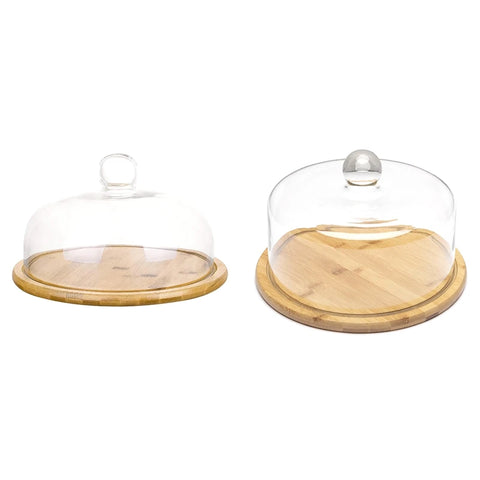 Wood Cake Display Rack Cupcake Holder Dome Lid For Tea Party Cake Serving Plate Cheese Display Glass Dome