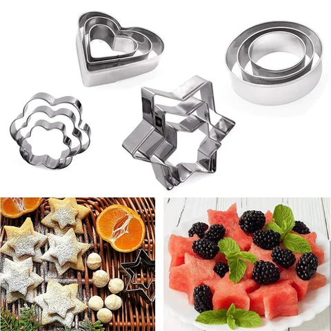 Cookie Cutters 4 Styles Flower Heart Circle Star Baking Mould Stainless Steel Baking Mold Biscuit Cookie Cutter Fruit Egg Mould