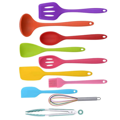 10 PCS Silicone Cookware Set Kitchen Cooking Tools Baking Tools Tableware Silicone Shovel Spoon Scraper Kitchen Accessories