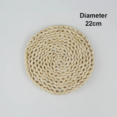 Round Natural Corn Wool Woven Placemat Thickened Insulation Tea Mat Heat-Resistant Casserole Mat Kitchen Supplies 1Pcs