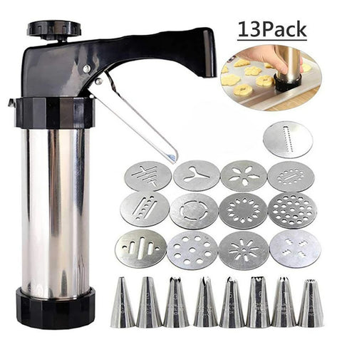 13 Cookie Shapes 8 Cream Shapes Stainless Steel Squeezing Shaping Tool Cake Nozzles Mold Sets Cookie Making Pastry Extruder