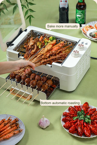 Electric Oven Smokeless Automatic Rotating Lamb Skewer Kebab BBQ Machine Barbecue Grill Roaster Hot Pot Stove Griddle Frying Pan