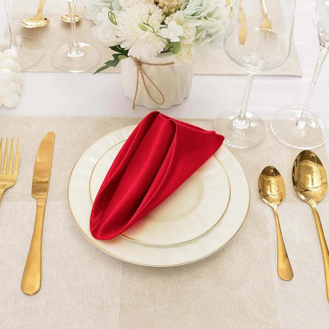 Satin Napkin Serving Square for Table Decoration, Dinner Towel for Wedding Party, Home, Hotel, Christmas, Red, 30cm X30cm, 6pcs