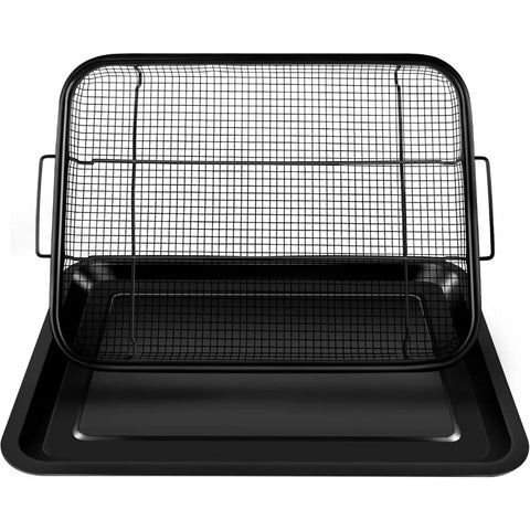 2 in 1 Oven Air Fryer Basket and Tray Oil Frying Baking Pan Non-stick Chips Basket Baking Dish Grill Mesh Kitchen Bakeware Set