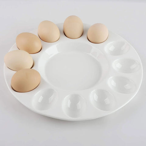 Ceramic Snail Platter Serving Tray Round Ruffle Egg Tray Deviled Egg Plate Escargot Snail Dish Soup Spoons Ceramic