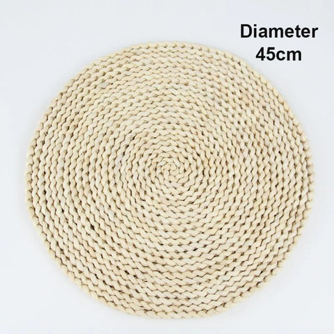 Round Natural Corn Wool Woven Placemat Thickened Insulation Tea Mat Heat-Resistant Casserole Mat Kitchen Supplies 1Pcs