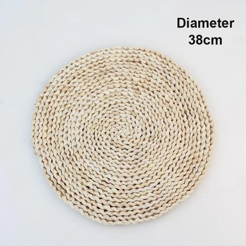 Round Natural Corn Wool Woven Placemat Thickened Insulation Tea Mat Heat-Resistant Casserole Mat Kitchen Supplies 1Pcs