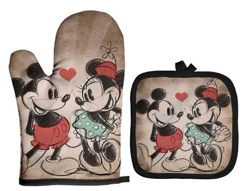 Mickey and Minnie Baking Gloves Cartoon Insulation Mat Pink Microwave Oven Mitt Anti-heat Cooking Potholders Kitchen Accessories