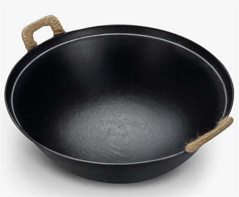 Cast Iron rok Pots Round Bottom Big Iron Pot Uncoated Non stick Pot Wok Casserole selected kitchen cooking pot cast iron skillet