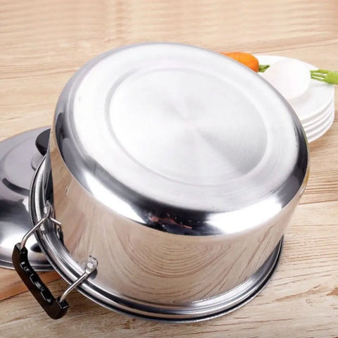 Kitchen Saucepan Stainless Steel Soup Pot Binaural Handle with Lid Stockpot Deepened Stewed Pot Dormitory