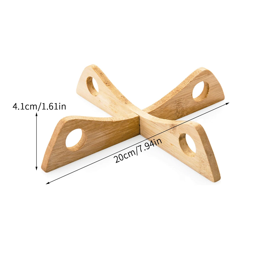 1 PC Bamboo Cross Pot Stand Trivet Pan Rack Heat Insulation Anti-Heat Wooden Cup Dish Holder Kitchen Gadget