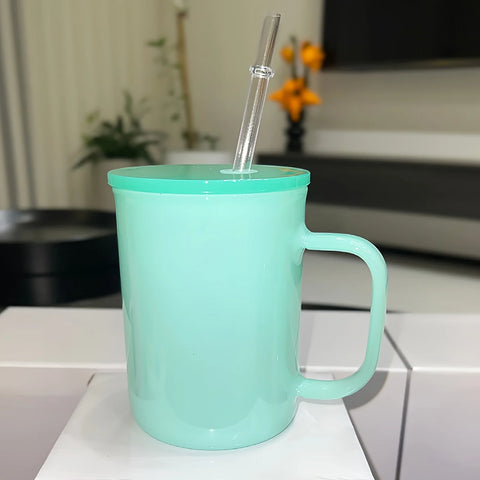 1pc 17oz Premium Sublimation Glass Mug with Straw Spill-Proof Lid BPA-Free Versatile for Coffee Perfect Daily Use Birthday Gift