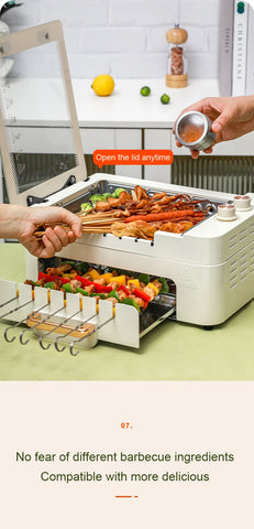 Electric Oven Smokeless Automatic Rotating Lamb Skewer Kebab BBQ Machine Barbecue Grill Roaster Hot Pot Stove Griddle Frying Pan