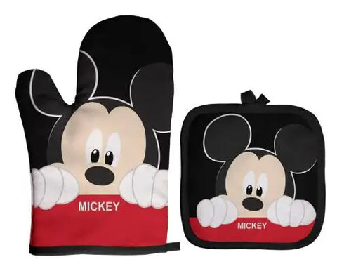 Mickey and Minnie Baking Gloves Cartoon Insulation Mat Pink Microwave Oven Mitt Anti-heat Cooking Potholders Kitchen Accessories