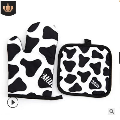 Kitchen Gloves Insulation Leopard Pattern Pad Cooking Microwave Gloves Baking BBQ Oven Potholders Oven Mitts Potholder Pad