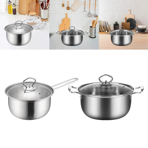 Milk Pot Multifunction Pot Saucepan with Lid Soup Pan Stainless Steel Pot Stockpot for Cafe Kitchen Home Restaurant Sauce