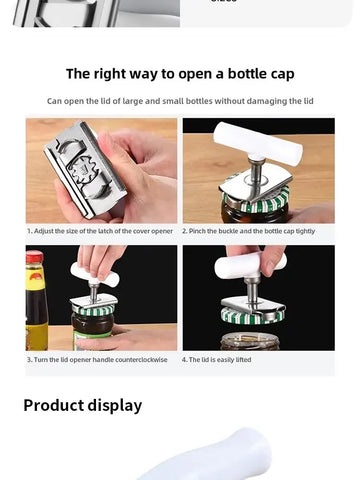 Home Stainless Steel Quick Bottle Opener Adjustable Can Opener Glasses Jar Lid Opener Kitchen Gadgets