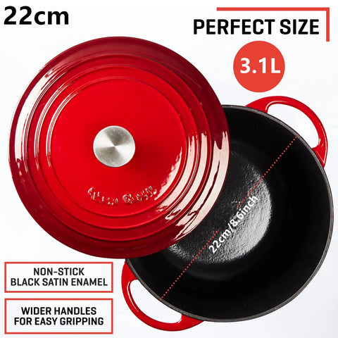 3.5 Quart Enameled Cast Iron Dutch Oven With Lid Heavy-Duty Casserole Dish Braiser Pan For Stews Baking Kitchen Cooking Utensils