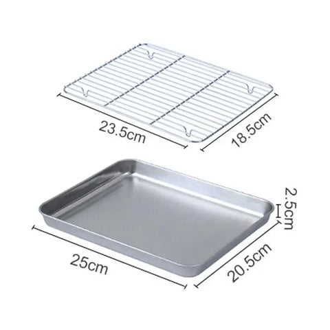 Stainless Steel Barbecue Tray Flat Chassis Multi Purpose Removable Cooling Rack Tray Set Kitchen Nonstick Cake Baking Pan