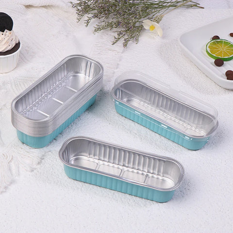 10Pcs Mini Loaf Pans With/Without Lids 6.8OZ Rectangle Aluminum Foil Baking Pans Reusable Mini Bread Containers Muffin Tins