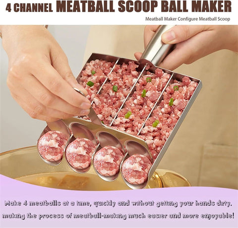 LMETJMA Stainless Steel Meatball Maker Kitchen Meatball Scoop Ball Maker Triple Fishball Meatball Shrimp Ball Maker Tool JT246