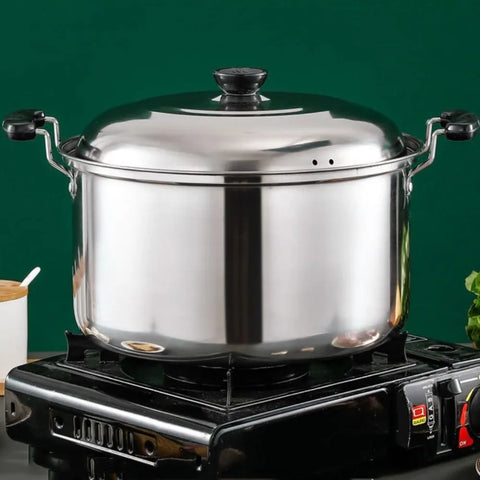 Kitchen Saucepan Stainless Steel Soup Pot Binaural Handle with Lid Stockpot Deepened Stewed Pot Dormitory