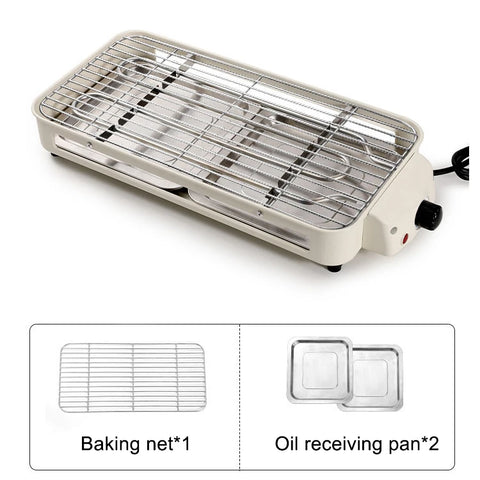 Household Electric Grill Indoor Smokeless Skewer Griddle Food Barbecue Baking Pan Roaster Non-Stick BBQ Roasting Omelette Oven