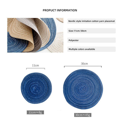 4pcs Round Table Mat Woven Ramie Placemats Anti Slip Dining Table Mats Non-Slip Tableware Bowl Pads Kitchen Drink Cup Coasters