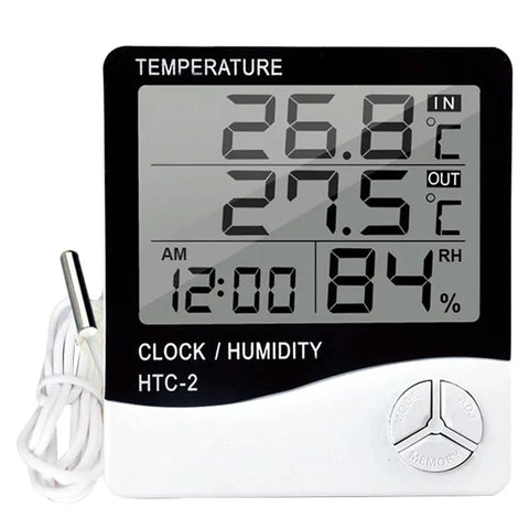 HTC-1 HTC-2 LCD Electronic Digital Temperature Humidity Meter Home Thermometer Hygrometer Indoor Outdoor Weather Station Clock