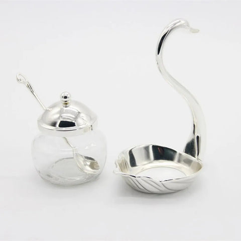 stainless steel swan sugar dish salt and pepper bottle bowl Spice Jar Set Seasoning