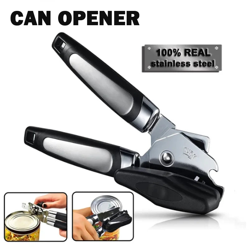 Stainless Steel Can Opener Multifunctional Grip Opener Side Cut Professional Tins Bottle Opener Kitchen Gadgets