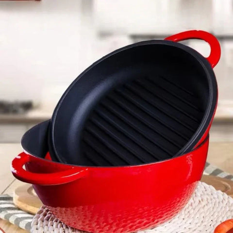 Cast Iron Enamel Pot Multi-Functional Non-Stick Cookware Colorful Long-Handle Kitchen Utensils Dutch Oven Braiser Pan