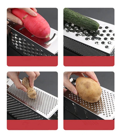 Four-Sided Stainless Steel Grater Shredder Vegetables Manual Cheese Peeler Cutter Slicer Chopper Kitchen Tools