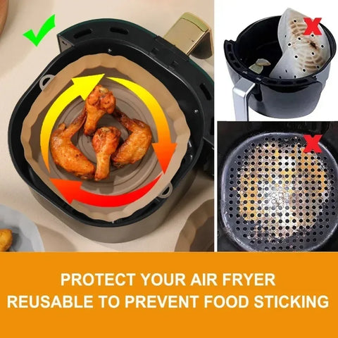 Reusable Air Fryer Silicone Pot Oven Baking Tray Airfryer Silicone Basket Pizza Fried Chicken Grill Pan Mat for Kitchen Tool