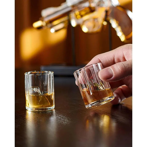 Gifts for Men Dad,  9 Oz Whiskey Gun Decanter Set with Glasses, Unique Dad Birthday Gift Ideas from Daughter Son, Retirement Bar