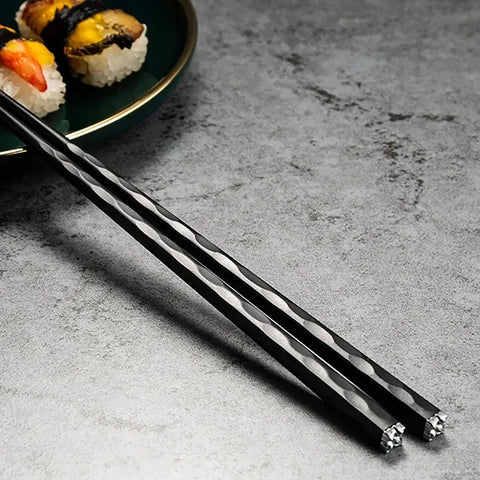 5 Pairs Chopsticks Sushi Non-slip Sticks Reusable Metal Korean Chopsticks Set Healthy Alloy Tableware set