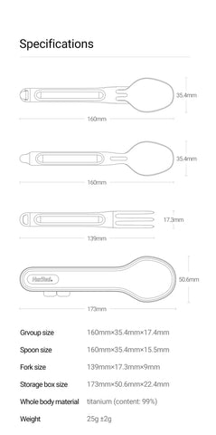 NexTool Titanium Spoon Spork Outdoor Portable Reusable Camping Tableware Case EDC Environmental Picnic Cookware Cutlery