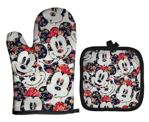 Mickey and Minnie Baking Gloves Cartoon Insulation Mat Pink Microwave Oven Mitt Anti-heat Cooking Potholders Kitchen Accessories