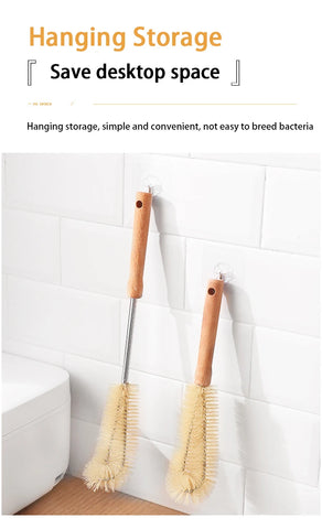 Kitchen cleaning tools Drink bottles Glass scrubbers Cleaning brush Wooden bottle cleaning brush with long handle