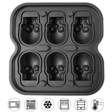 Skull Ice Ball Mold Silicone 3D Flexible Ice Cube Trays BPA Free Ice Trays For Freezer Horror Skull Head Cocktail Ice Ball Maker